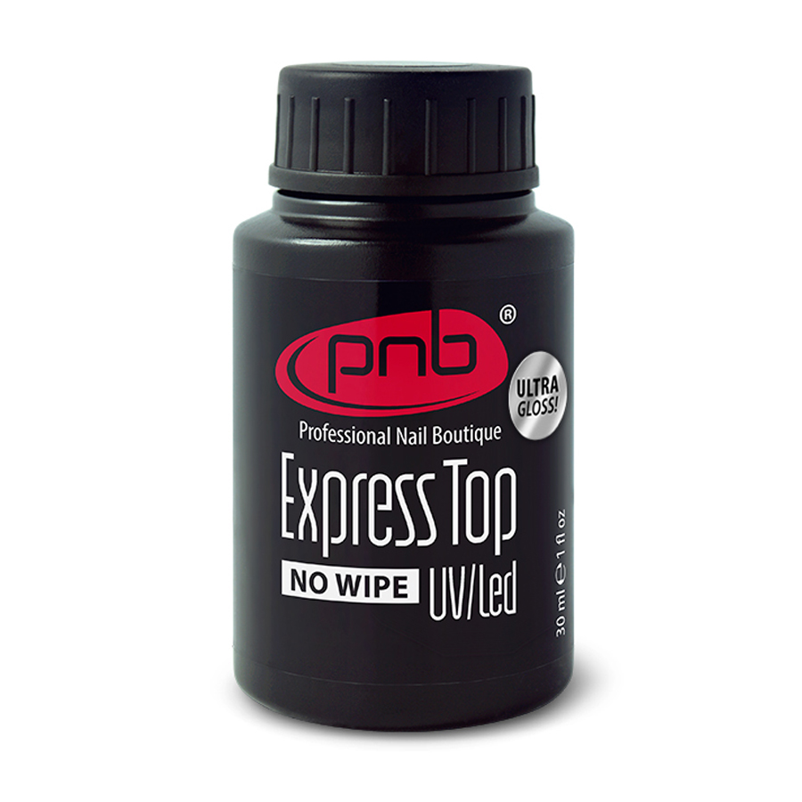 Експрес-топ для гель-лаку PNB Express Top NoWipe Ultra Gloss UV/LED без липкого шару, 30 мл
